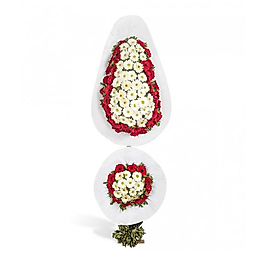 2'li Kırmızı Beyaz Çiçekli Çelenk