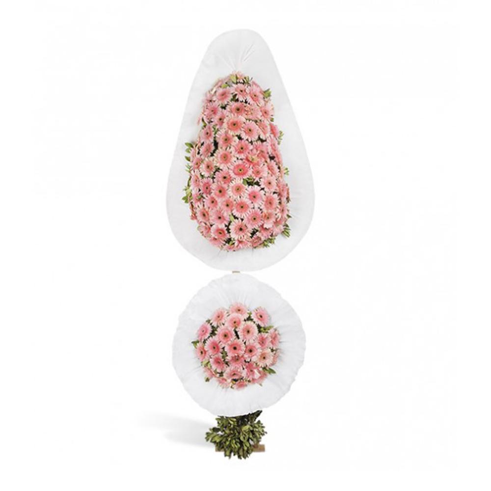 2'li Pembe Çiçekli Çelenk