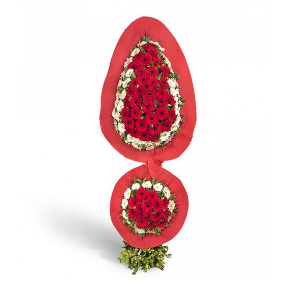 2'li Çiçekli Kırmızı Çelenk
