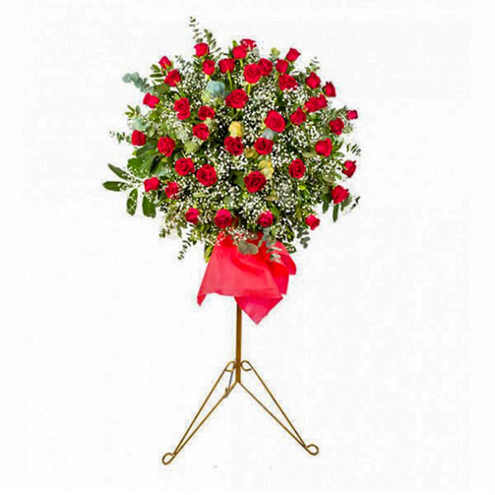 Ferforje Kırmızı Güllü Özel Tasarım Çelenk