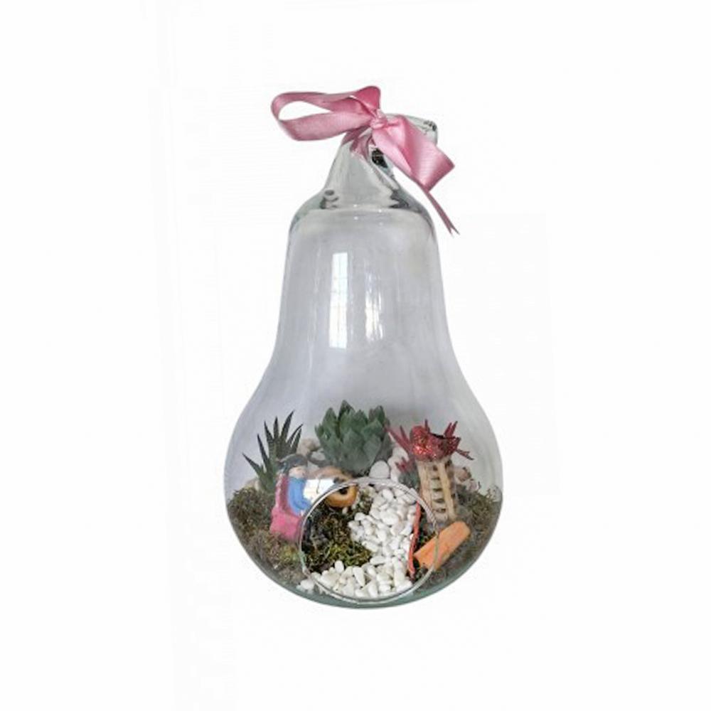 Pembe Kurdele Armut Cam Özel Teraryum